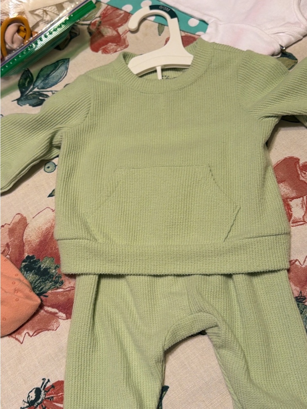 Cat&Jack Light Green Waffle Knit Kids Pajama Set